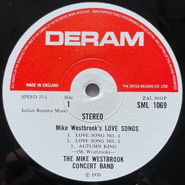 MIKE WESTBROOK CONCERT BAND / LOVE SONGS - UK Deram Original