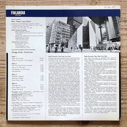 HEIKKI SARMANTO / NEW HOPE JAZZ MASS (2LP) - Finnish Finlandia Original
