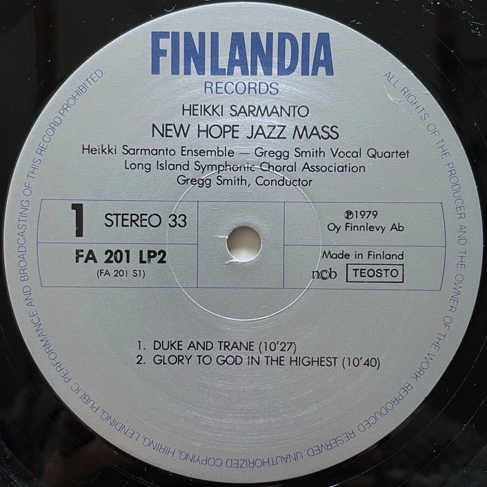 HEIKKI SARMANTO / NEW HOPE JAZZ MASS (2LP) - Finnish Finlandia Original