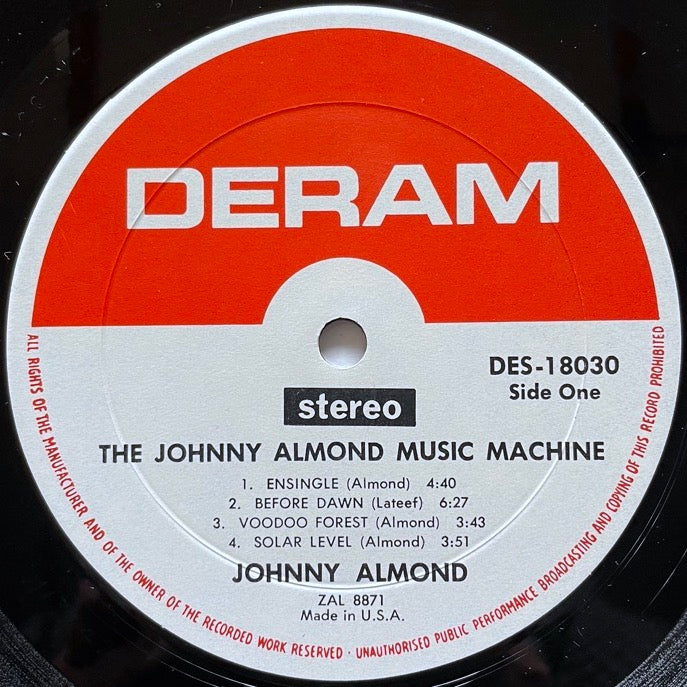 JOHNNY ALMOND MUSIC MACHINE / PATENT PENDING - U.S. Deram/London