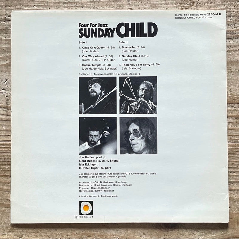 FOUR FOR JAZZ / SUNDAY CHILD - German Intercord Original