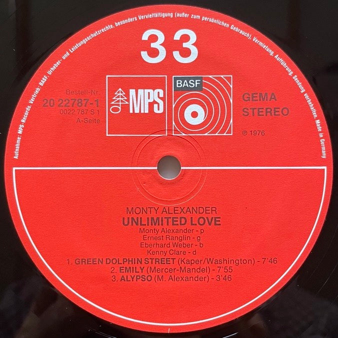 MONTY ALEXANDER / UNLIMITED LOVE - German MPS/BASF Original