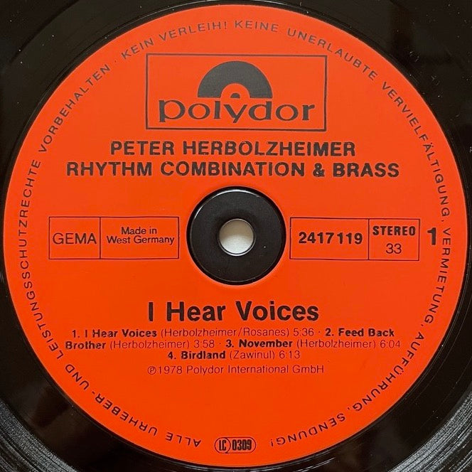 PETER HERBOLZHEIMER RHYTHM COMBINATION & BRASS / I HEAR VOICES - German Polydor original
