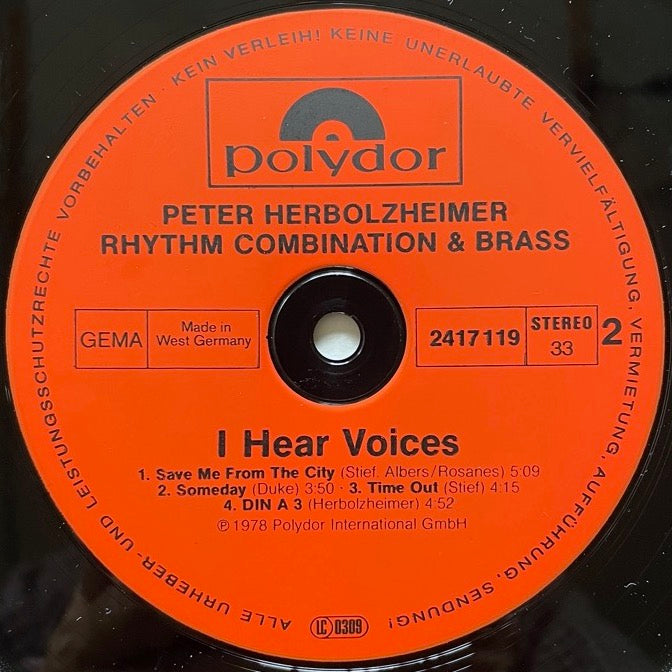 PETER HERBOLZHEIMER RHYTHM COMBINATION & BRASS / I HEAR VOICES - German Polydor original