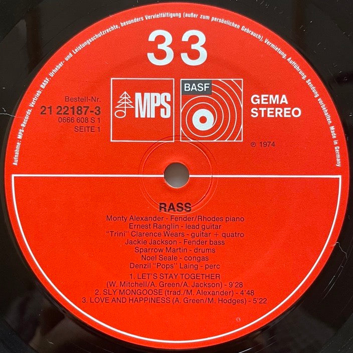 MONTY ALEXANDER feat. ERNEST RANGLIN / RASS! - German MPS/BASF Original