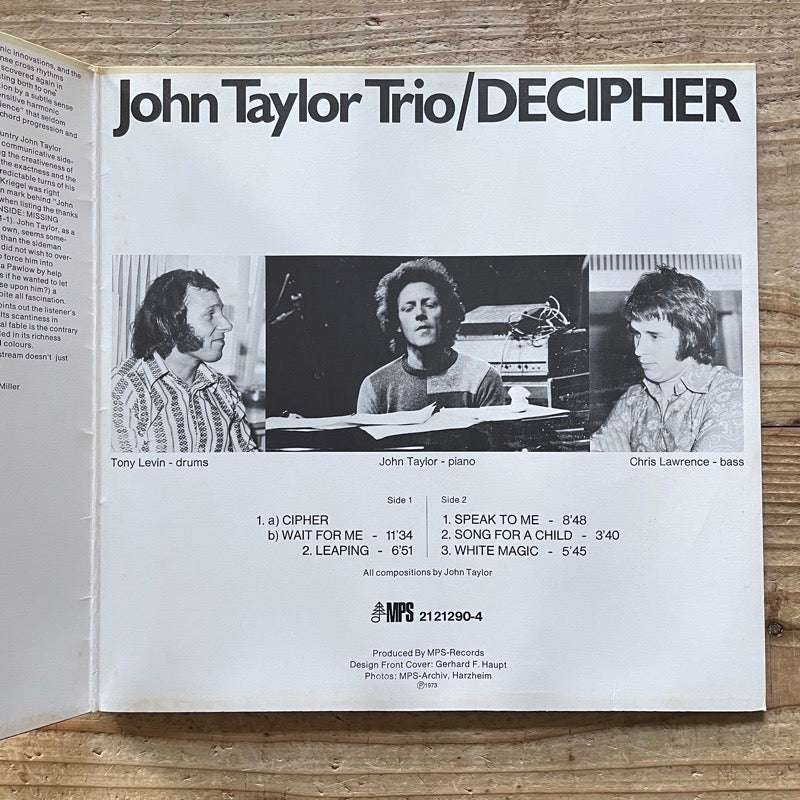 JOHN TAYLOR TRIO / DECIPHER - German MPS/BASF Original