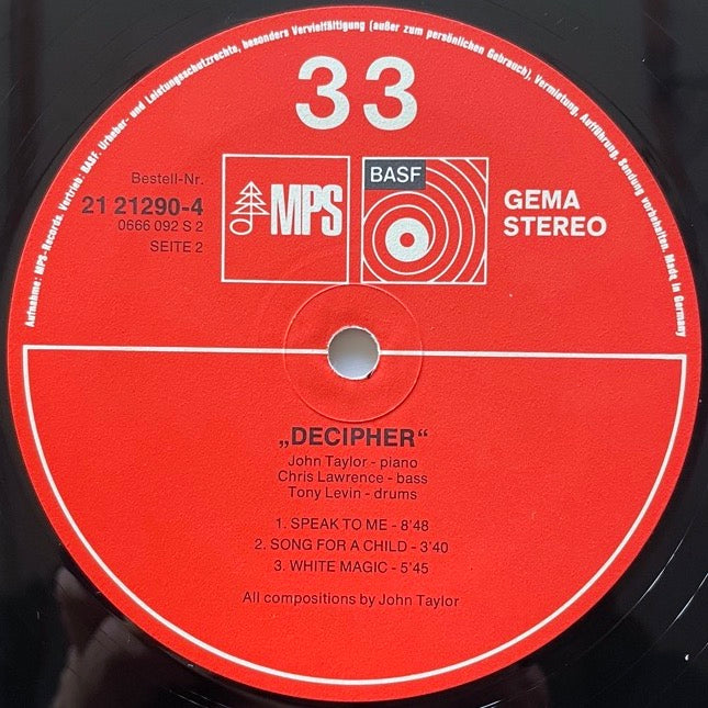JOHN TAYLOR TRIO / DECIPHER - German MPS/BASF Original