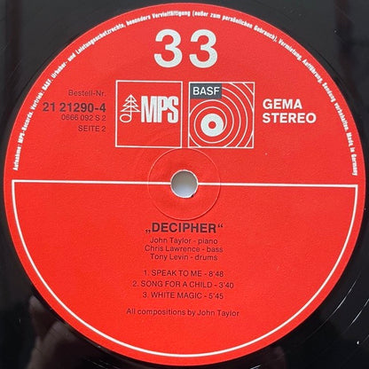JOHN TAYLOR TRIO / DECIPHER - German MPS/BASF Original