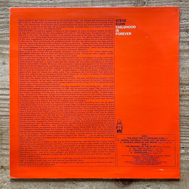 STEVE KUHN TRIO / CHILDHOOD IS FOREVER - French BYG Original