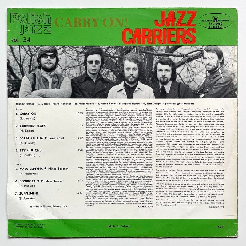 JAZZ CARRIERS / CARRY ON! - Polish Muza Original