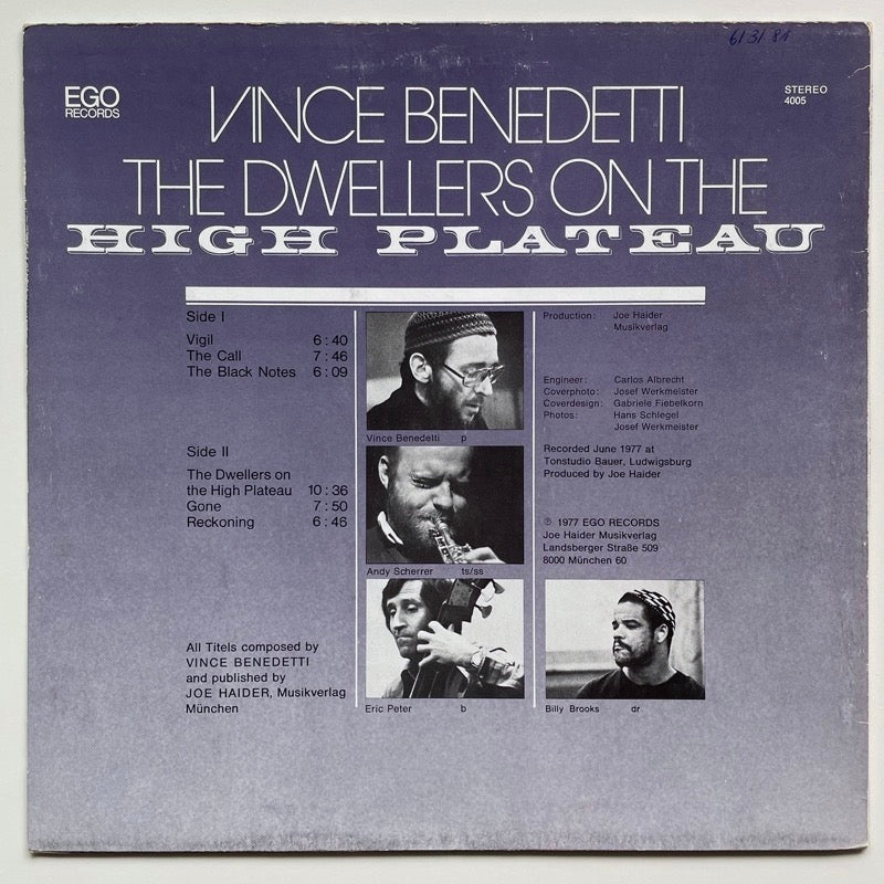 VINCE BENEDETTI / THE DWELLERS ON THE HIGH PLATEAU - German EGO original