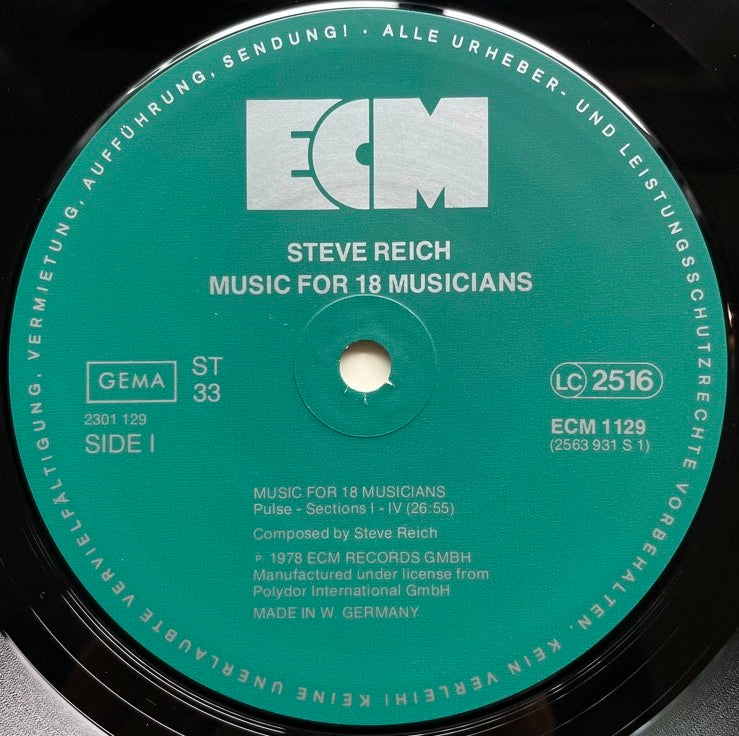 STEVE REICH / MUSIC FOR 18 MUSICIANS - German ECM original