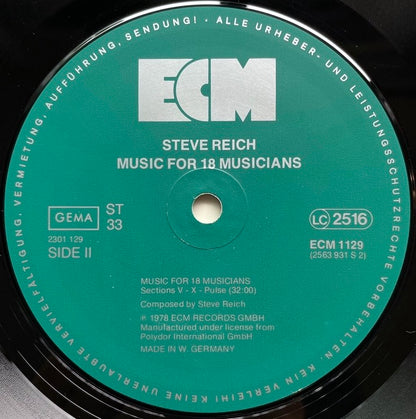 STEVE REICH / MUSIC FOR 18 MUSICIANS - German ECM original