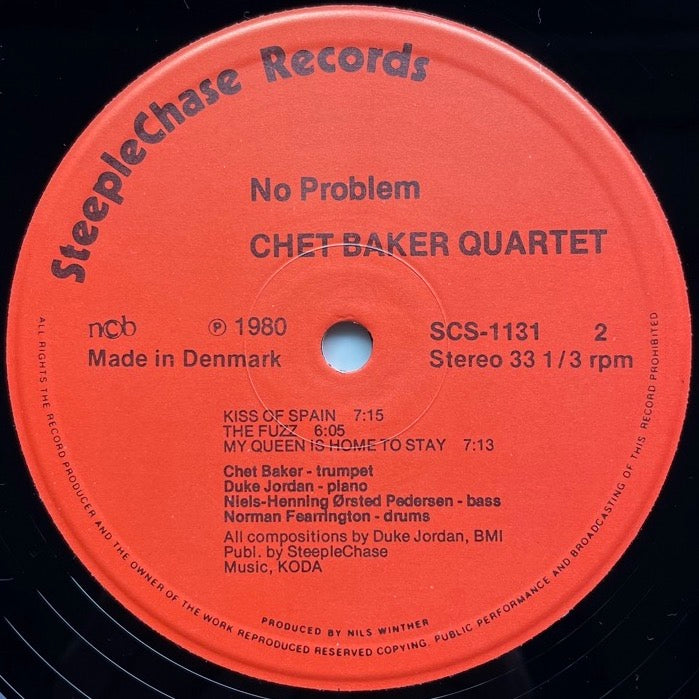 CHET BAKER QUARTET / NO PROBLEM - Danish SteepleChase original in shrink