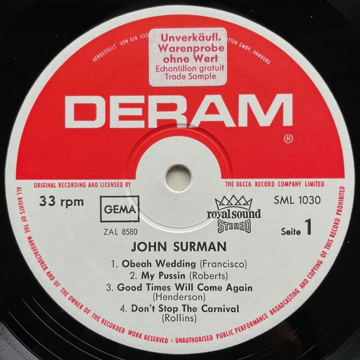 JOHN SURMAN on UK Deram - German LP NM