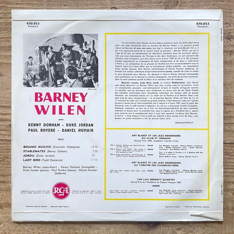 BARNEY WILEN / BARNEY - French RCA framed"Barney"