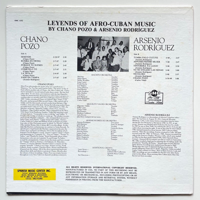 ARSENIO RODRIGUEZ - CHANO POZO / LEGENDS OF AFRO-CUBAN MUSIC - US SMC original