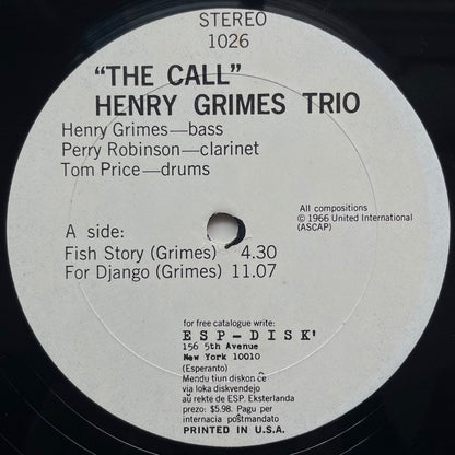 HENRY GRIMES TRIO / THE CALL - US ESP-DISK original