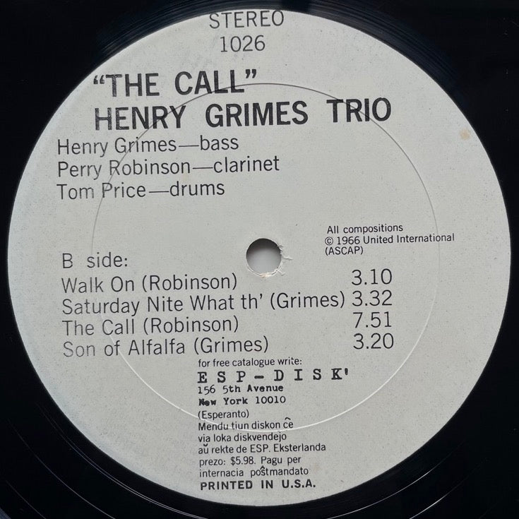 HENRY GRIMES TRIO / THE CALL - US ESP-DISK original