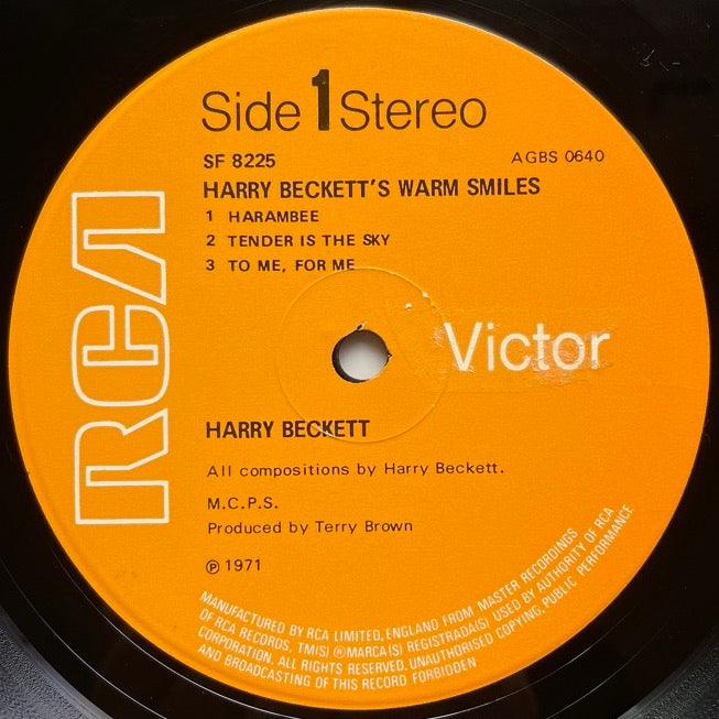 HARRY BECKETT / WARM SMILES - UK RCA original