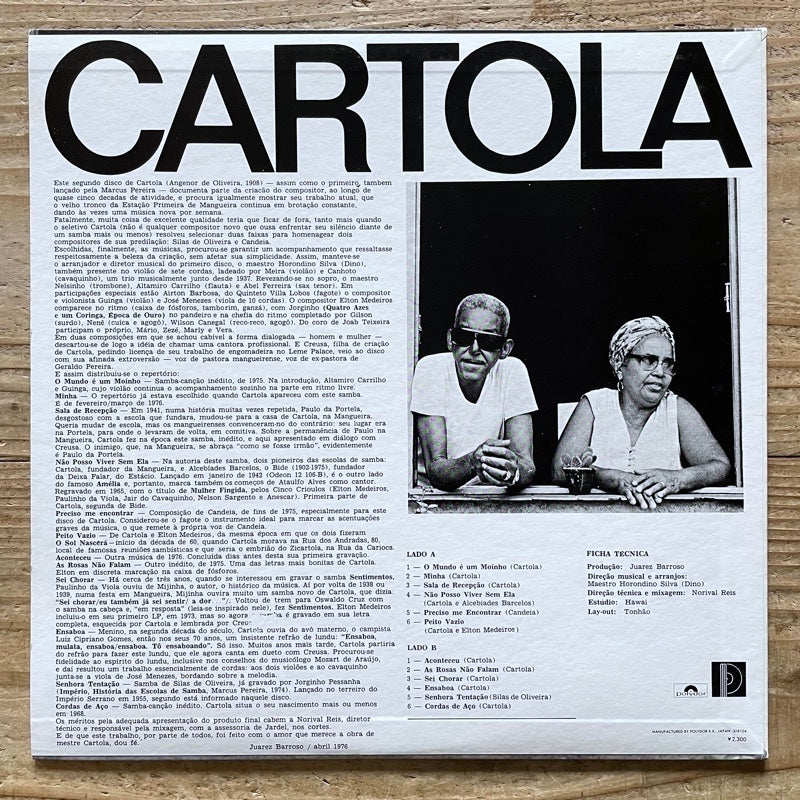 CARTOLA / (1976) - Japan Polydor