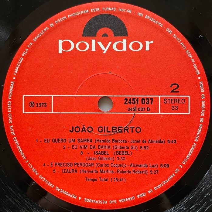 JOAO GILBERTO / S.T. (1973) - Brazilian Polydor Original