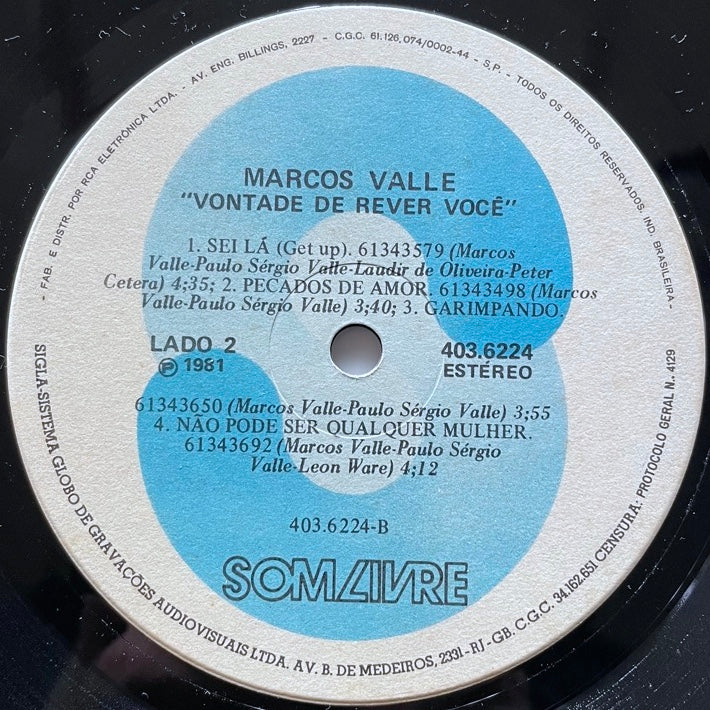 MARCOS VALLE / VONTADE DE REVER VOCE - Brazil Som Livre Original