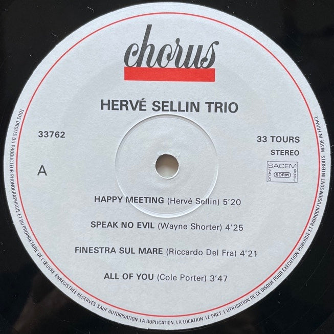 HERVE SELLIN TRIO / HAPPY MEETING - French Chorus Original