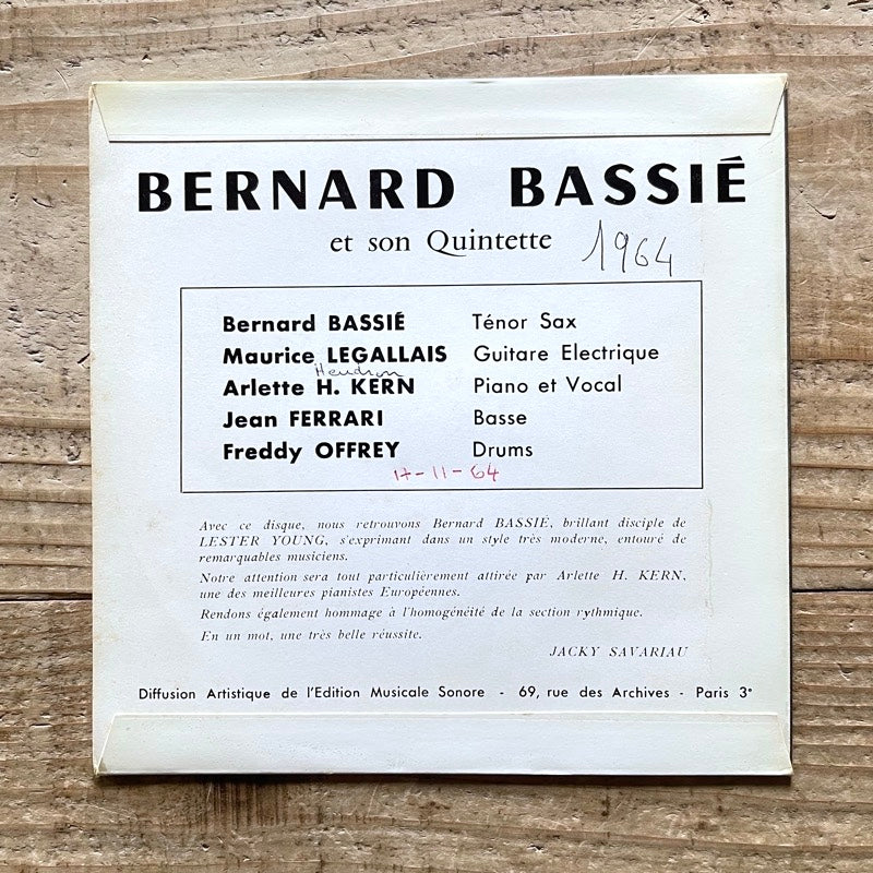 BERNARD BASSIE ET SON QUINTETTE / JAZZ (EP) - French Daems Original
