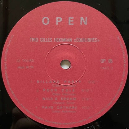 GILLES HEKIMIAN TRIO / EQUILIBRES - French Open Original