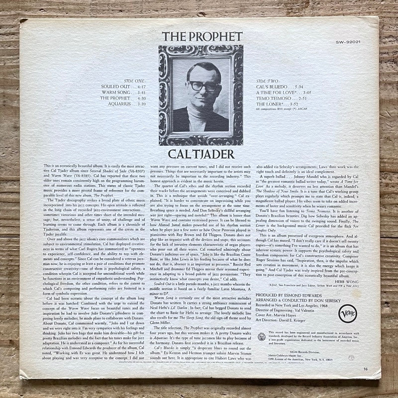 CAL TJADER / THE PROPHET - US Verve