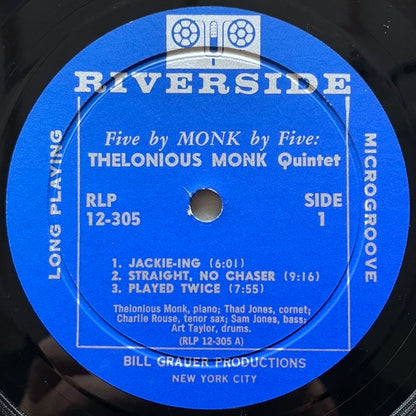THELONIOUS MONK QUINTET / FIVE BY MONK BY FIVE - US Riverside Original