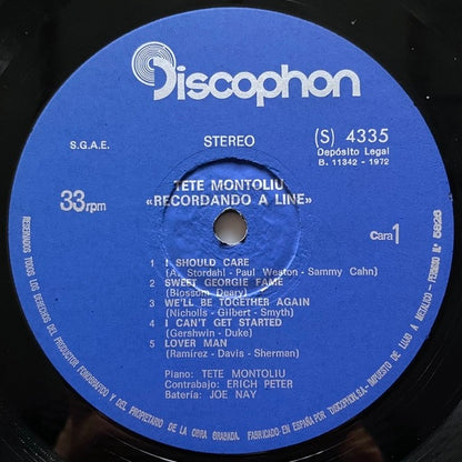TETE MONTOLIU TRIO / RECORDANDO A LINE - Spanish Discophon