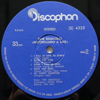 TETE MONTOLIU TRIO / RECORDANDO A LINE - Spanish Discophon