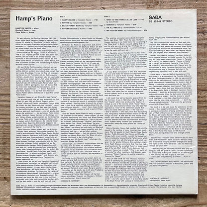 HAMPTON HAWES TRIO / HAMP'S PIANO - German Saba Original