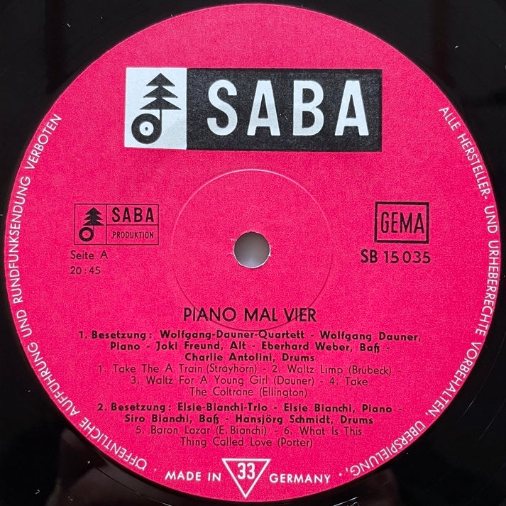 V.A. / PIANO X 4 - German Saba Mono Original