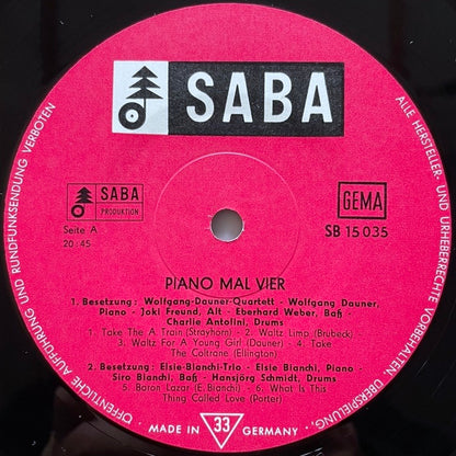 V.A. / PIANO X 4 - German Saba Mono Original