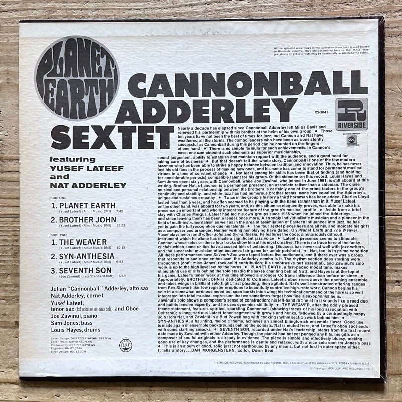 CANNONBALL ADDERLEY SEXTET / PLANET EARTH - US Riverside