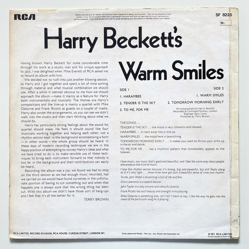 HARRY BECKETT / WARM SMILES - UK RCA original