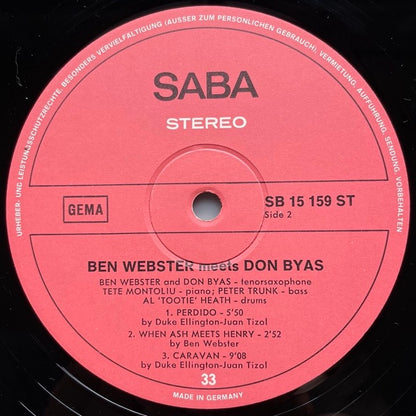 BEN WEBSTER MEETS DON BYAS - German Saba Original