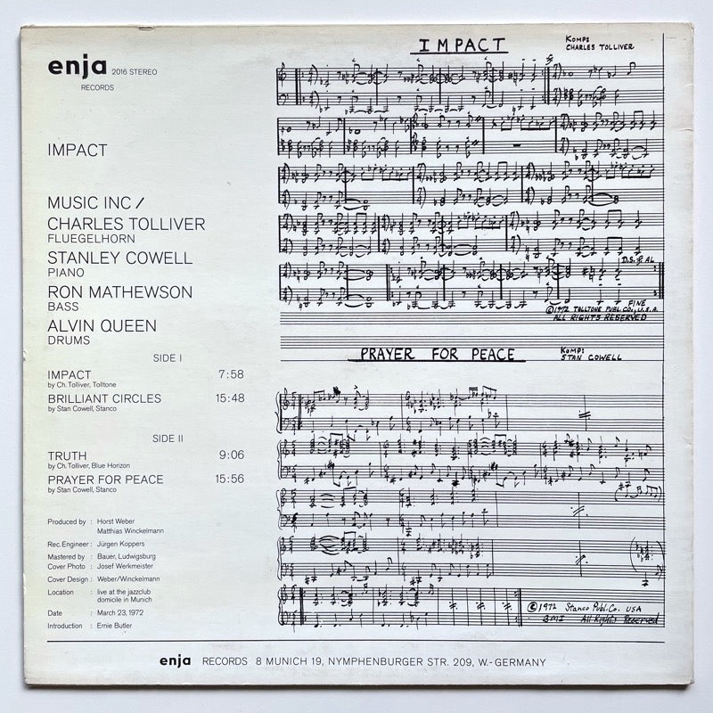 MUSIC INC. CHARLES TOLLIVER, STANLEY COWELL / IMPACT on German Enja Original