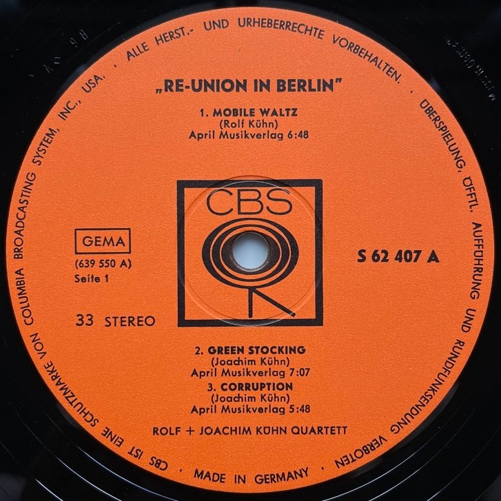 ROLF + JOACHIM KUHN QUARTET / RE-UNION IN BERLIN - German CBS Original