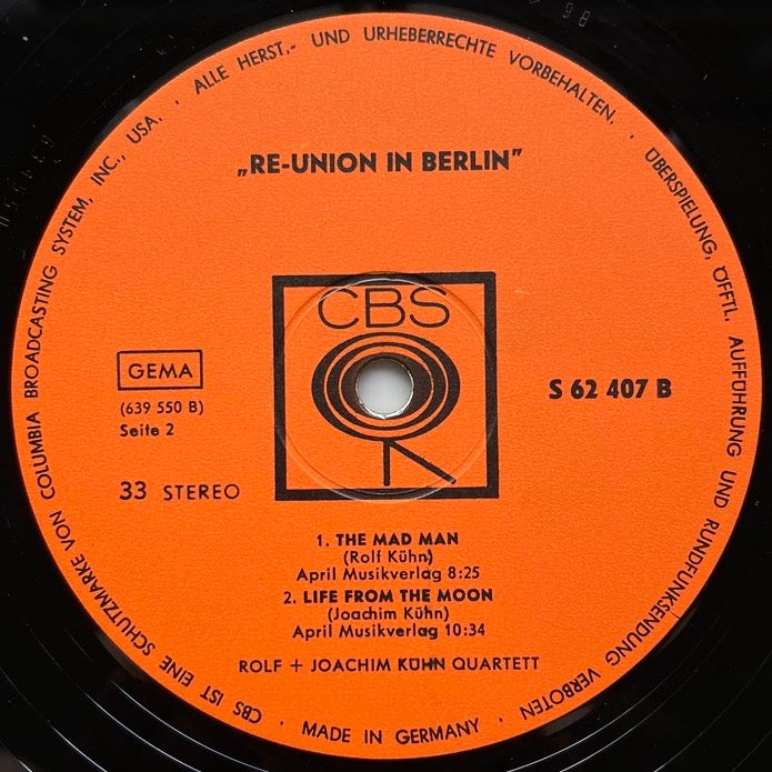 ROLF + JOACHIM KUHN QUARTET / RE-UNION IN BERLIN - German CBS Original