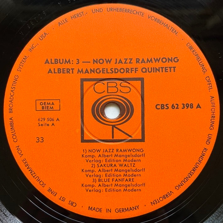 ALBERT MANGELSDORFF QUINTET / NOW JAZZ RAMWONG - German CBS Original