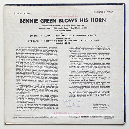 BENNIE GREEN / BLOWS HIS HORN - US Prestige NJ LP