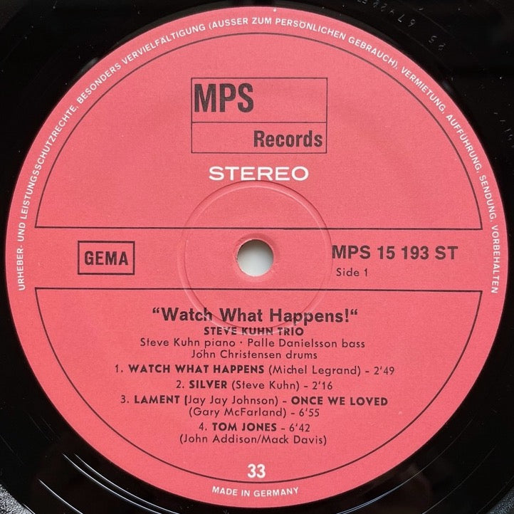 STEVE KUHN TRIO / WATCH WHAT HAPPENS - German MPS Original