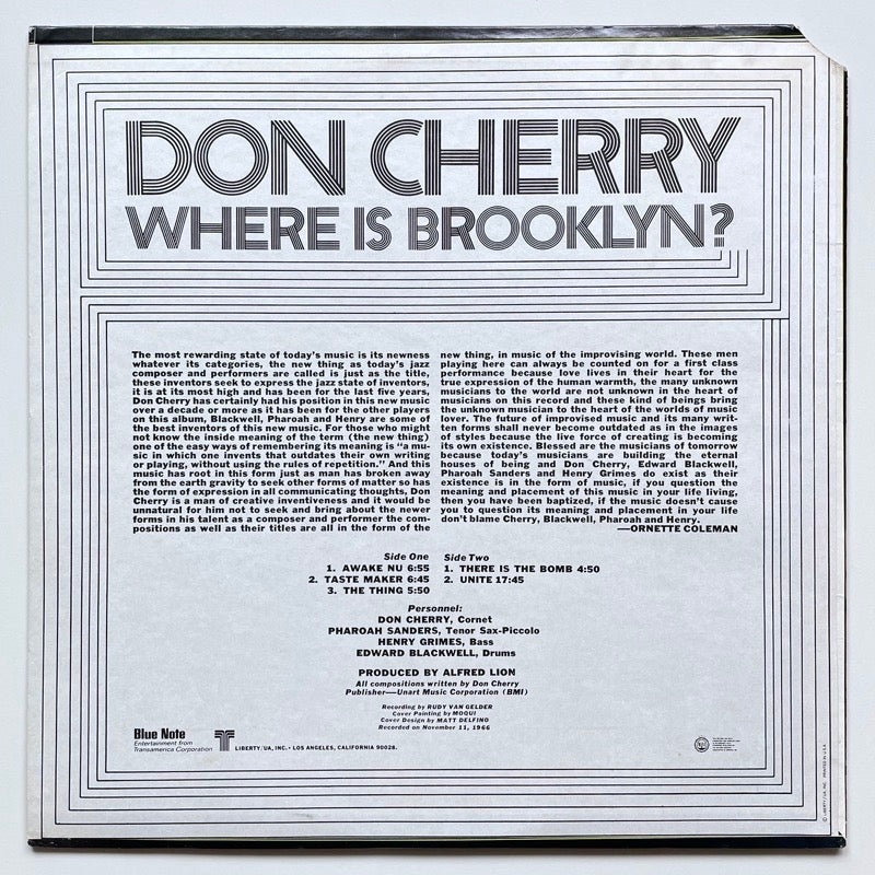 DON CHERRY / WHERE IS BROOKLYN? on Blue Note Liberty Original