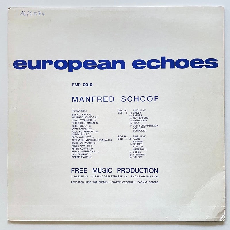 MANFRED SCHOOF / EUROPEAN ECHOES on German FMP