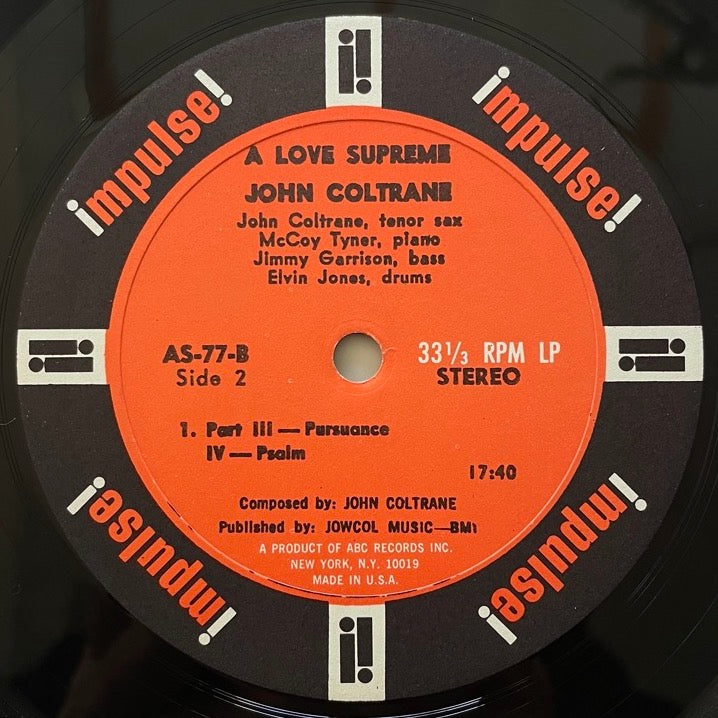 JOHN COLTRANE / A LOVE SUPREME - US Impulse ABC Records