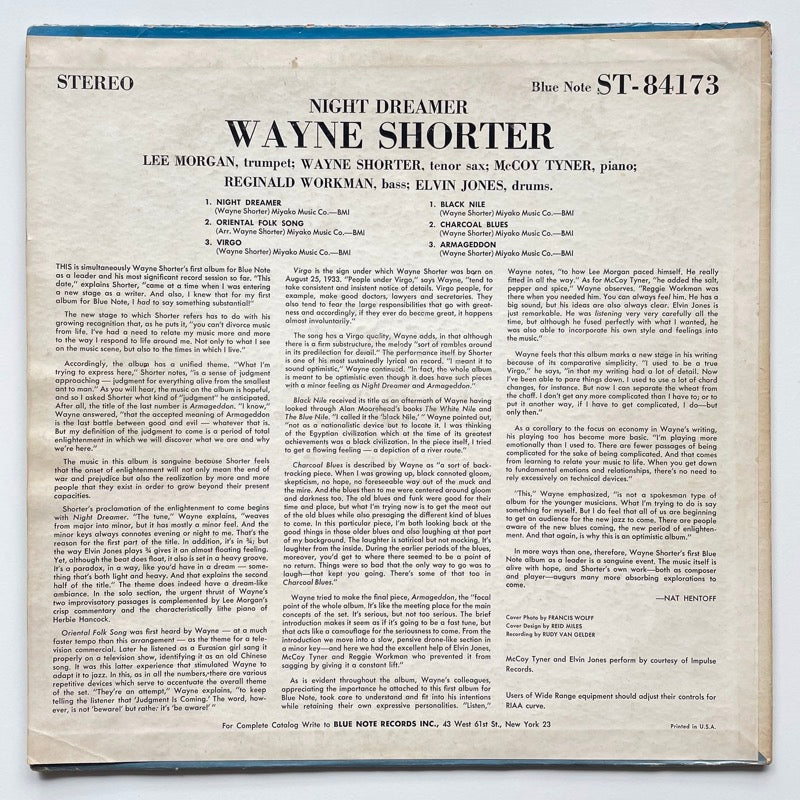 WAYNE SHORTER / NIGHT DREAMER - US Blue Note stereo Original